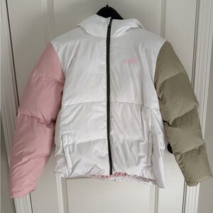 Puma Tri-Color Puffer Jacket - White, Pink, Olive